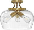 Semi Flush Mount Ceiling Light 13.8in Clear Glass - Modern Brushed