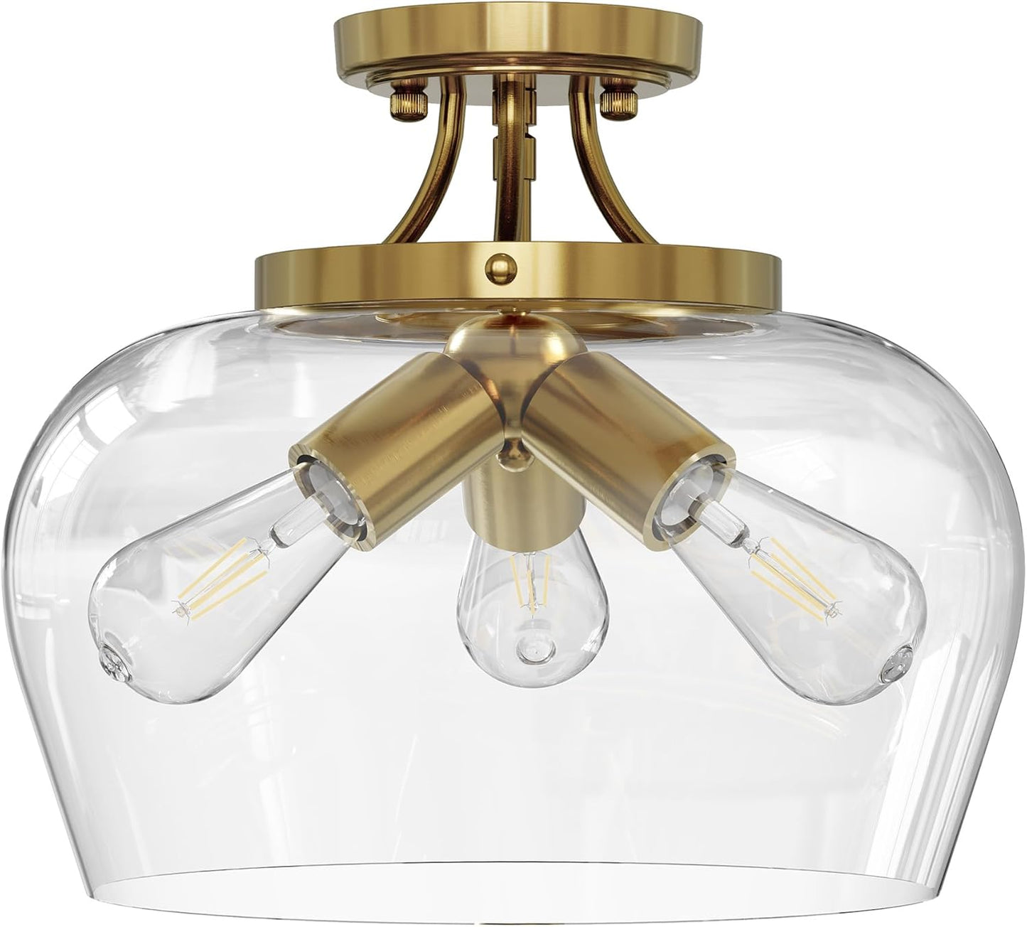 VONLUCE Semi Flush Mount Ceiling Light with Clear Glass Shade