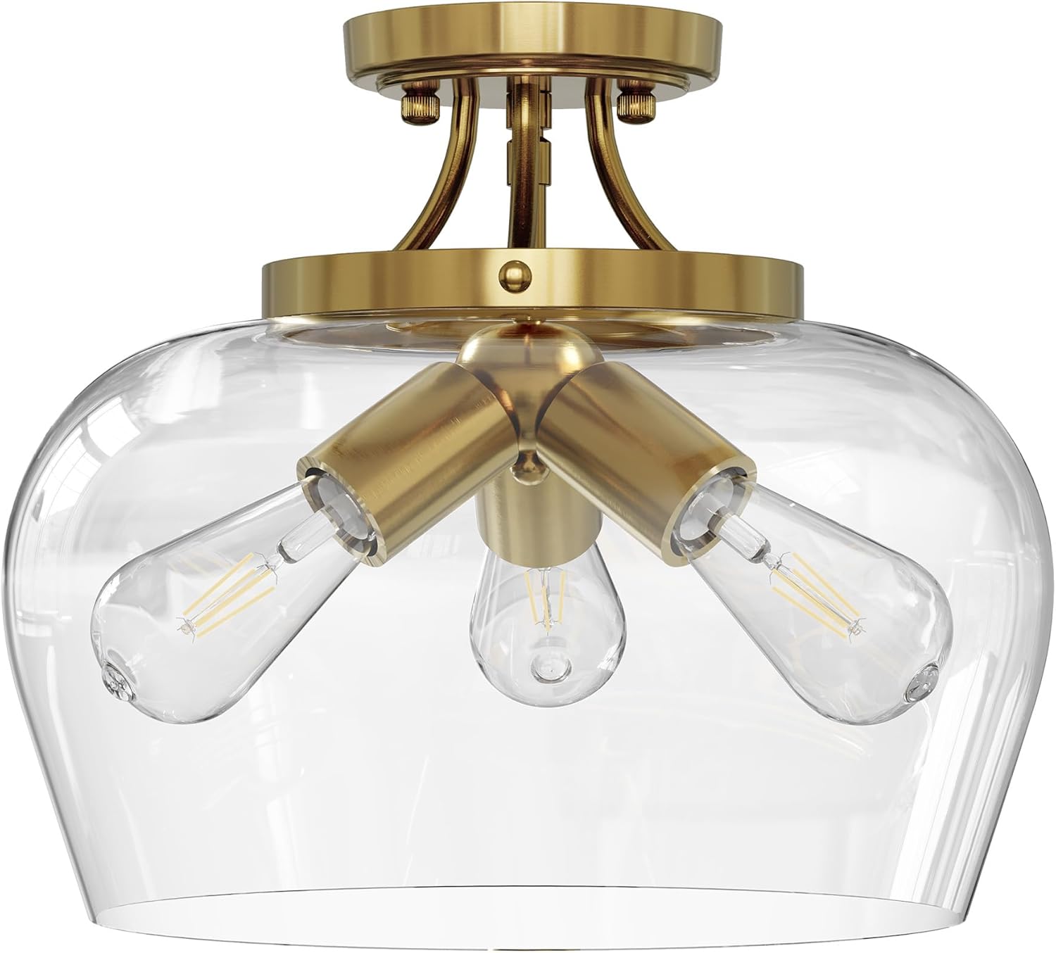 VONLUCE Semi Flush Mount Ceiling Light with Clear Glass Shade
