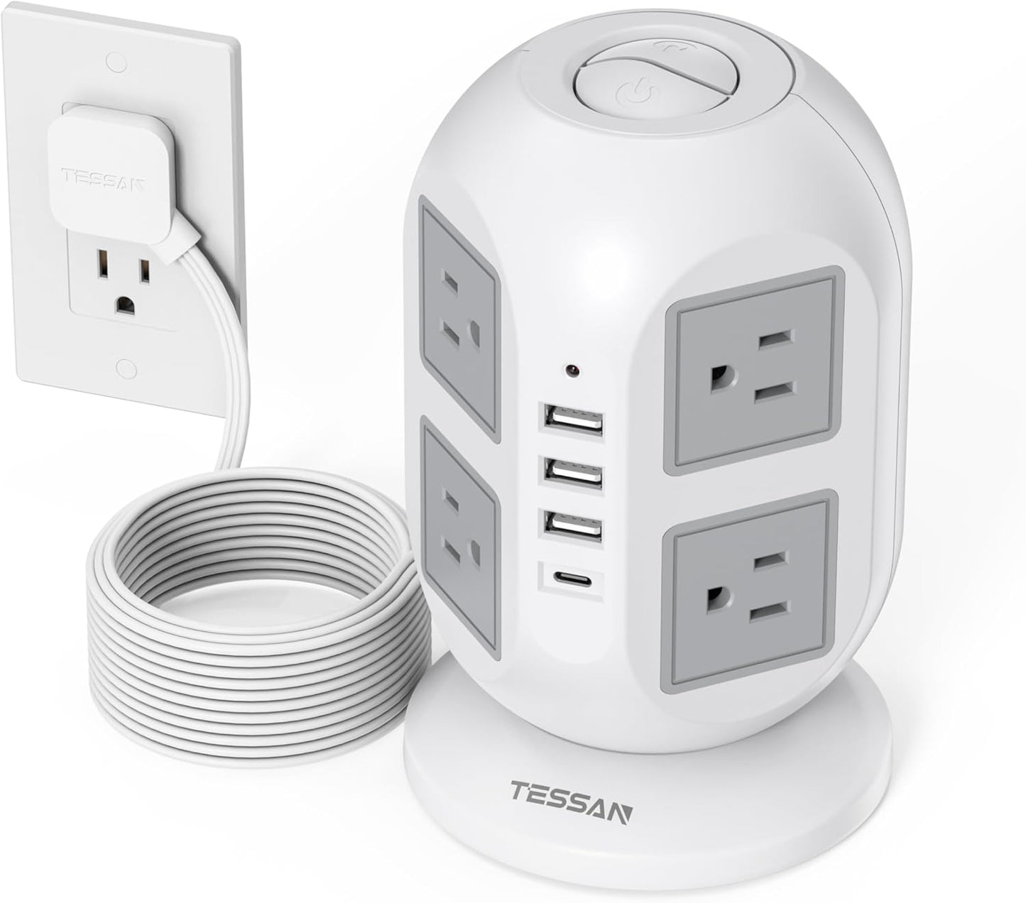 TESSAN 8 Outlet Power Strip with 4 USB Ports - Ultimate Home Office Charging Solution