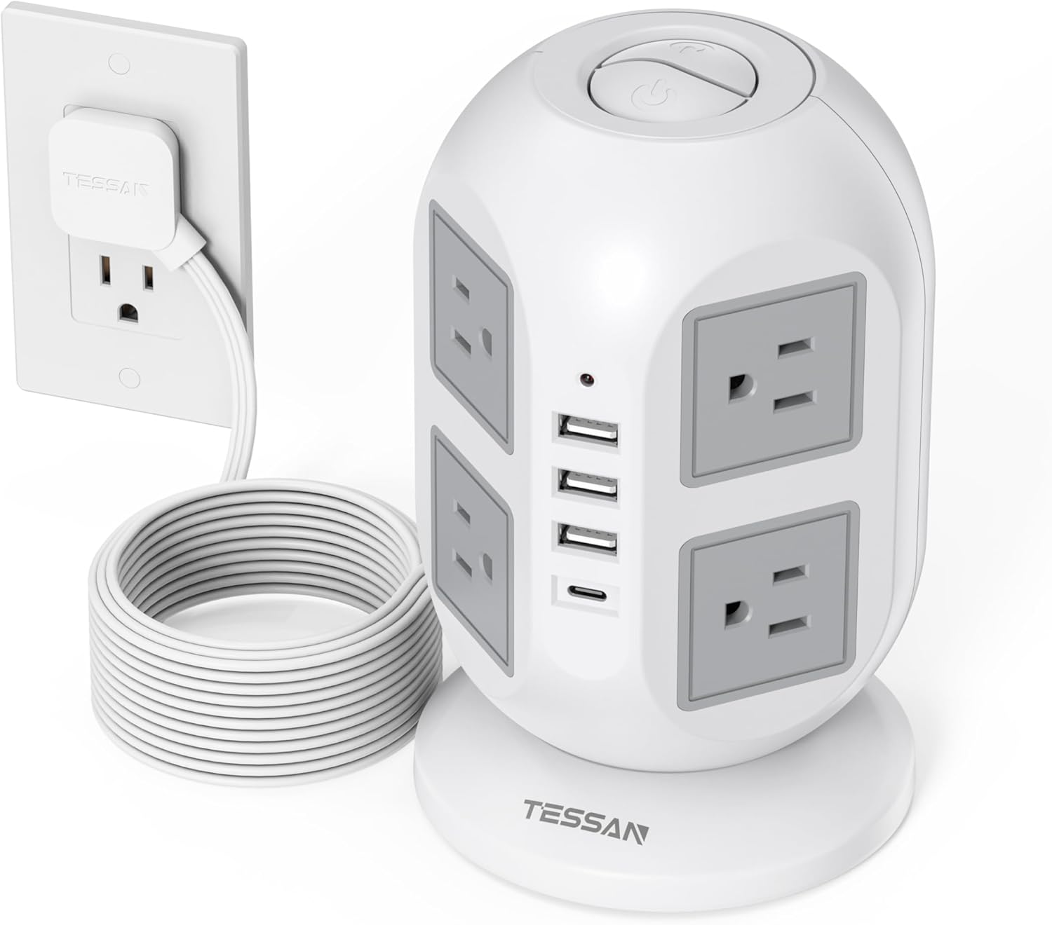 TESSAN 8 Outlet Power Strip with 4 USB Ports - Ultimate Home Office Charging Solution