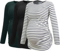 Smallshow Women's Maternity Shirts Long Sleeve 3-Pack - Soft Stretchy