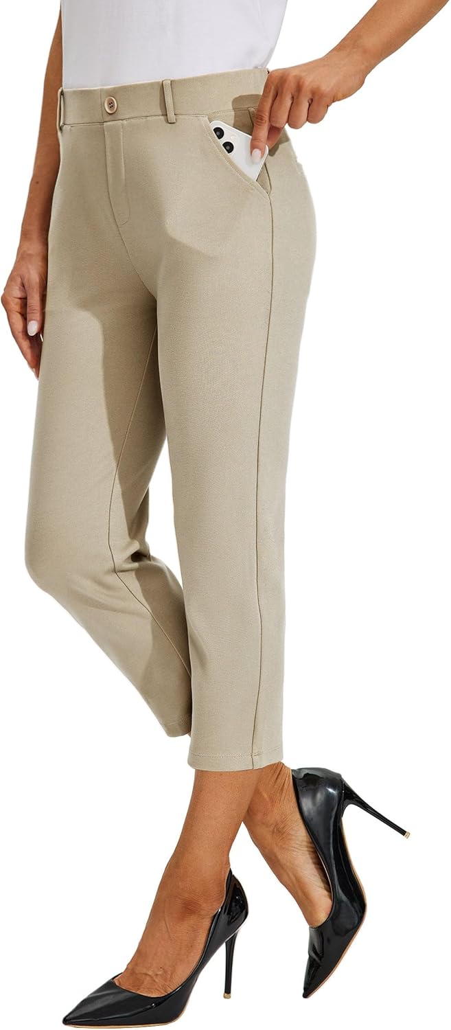 Willit Women's Capri Pants for Yoga and Office Casual Wear
