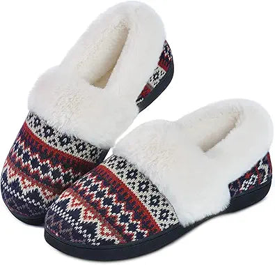 DL Women's Comfy House Slippers with Faux Fur Lining and Memory Foam