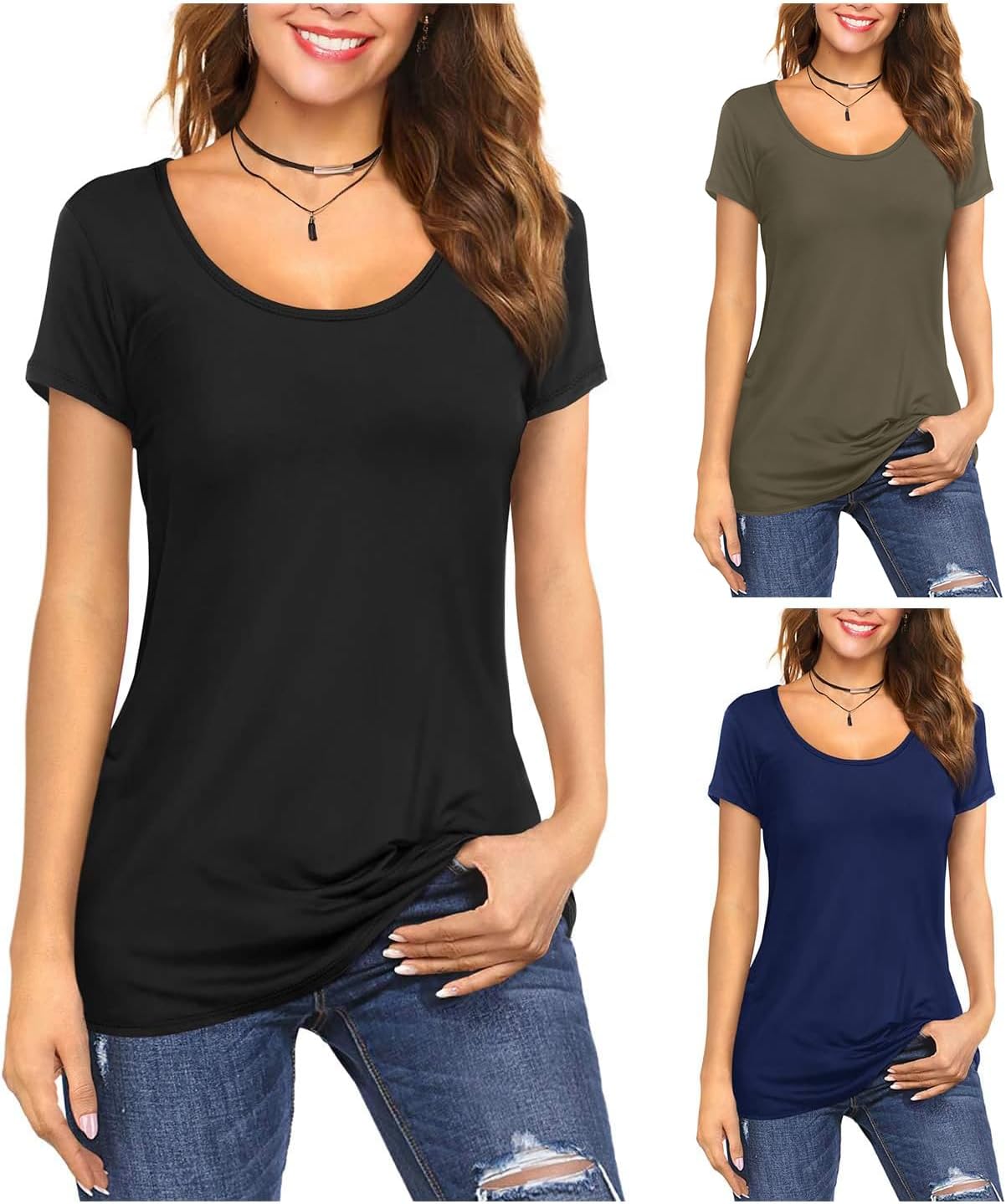 Amoretu Women's Scoop Neck Tees for Everyday Comfort and Style