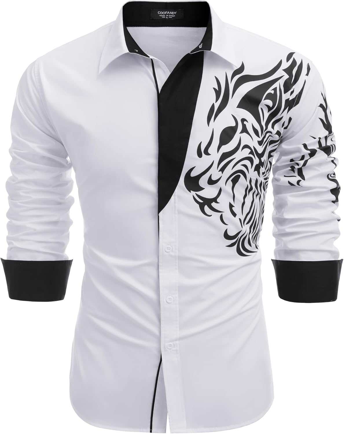 Stylish COOFANDY Men's Print Button Down Dress Shirt for Casual Wear