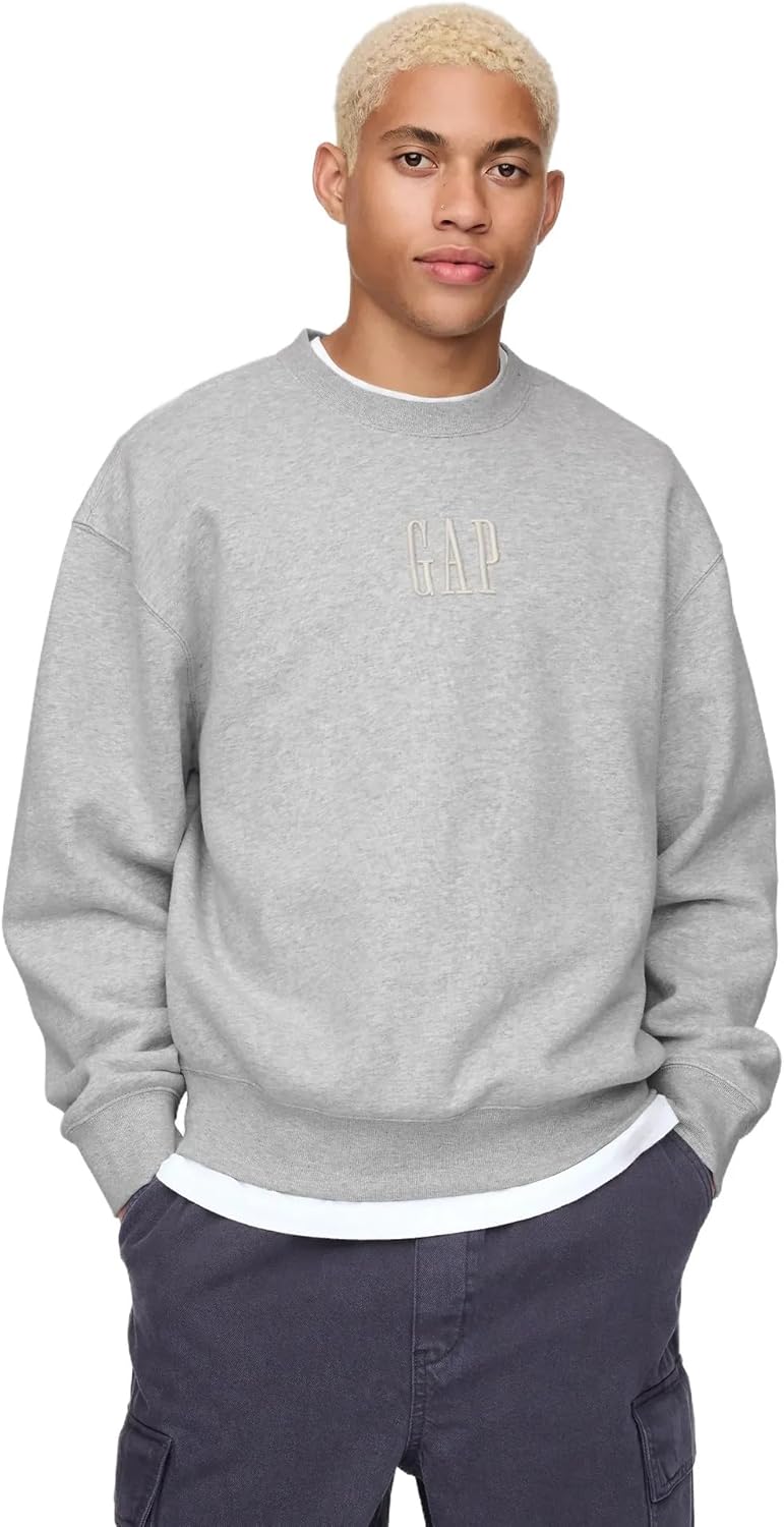 GAP mens Logo Crewneck Fleece Sweatshirt for Everyday Comfort