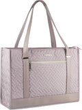 Laptop Tote Bag for Women 16 in Quilted Grey Pink - Waterproof Work