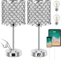 Crystal Table Bedside Lamp Touch Control Set of 2 - 3-Way Dimmable