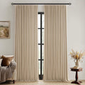 MIULEE Taupe Pinch Pleated 100% Blackout Linen Curtains 96in - Room
