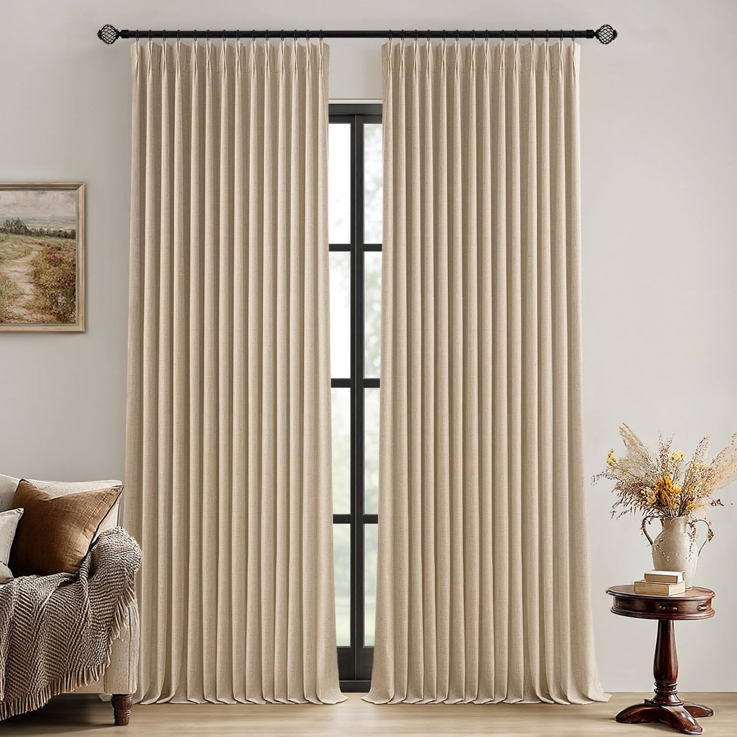 MIULEE Taupe Pinch Pleated Blackout Curtains for Elegant Rooms