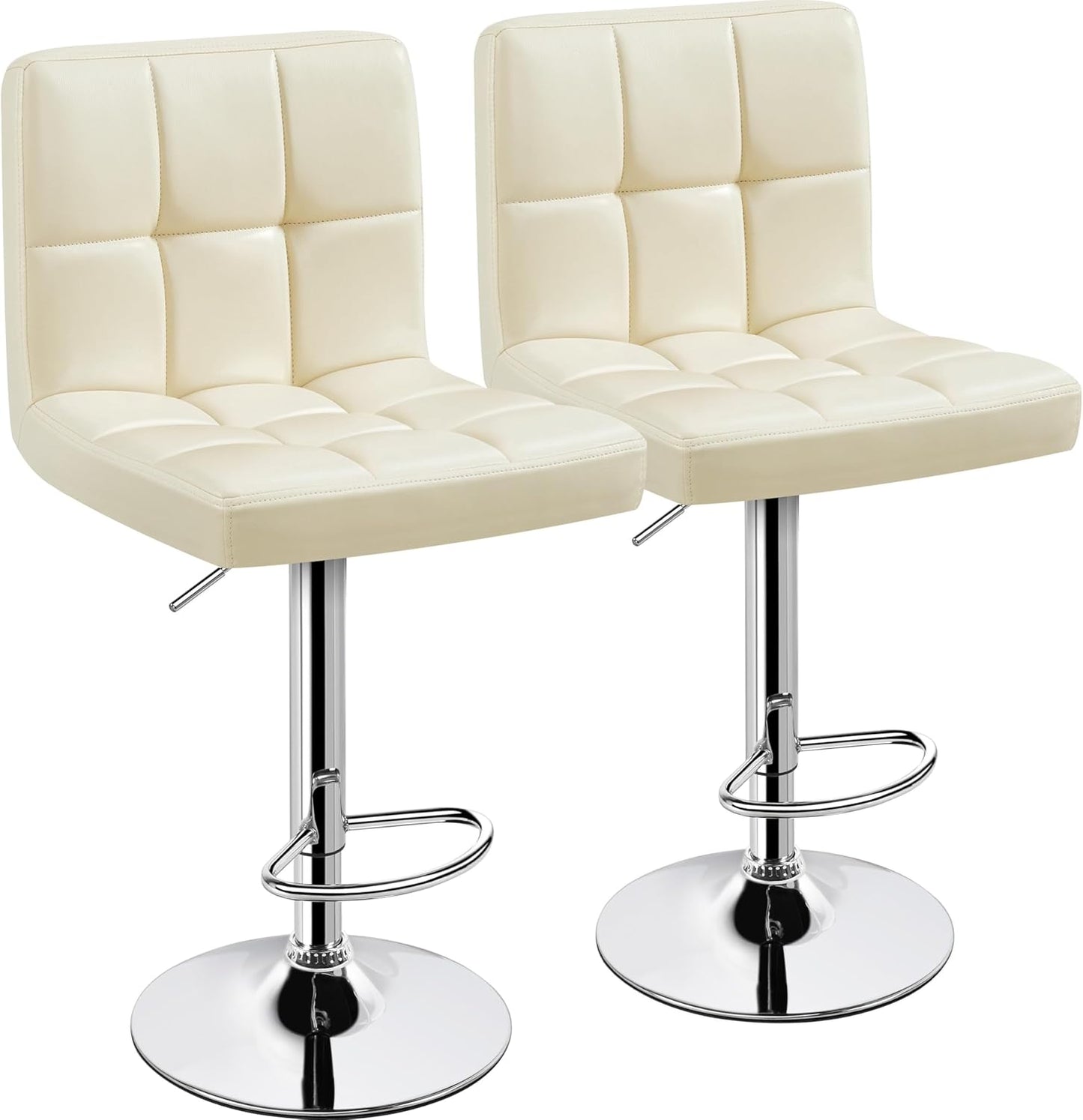 Modern Adjustable PU Leather Swivel Bar Stools Set of 2
