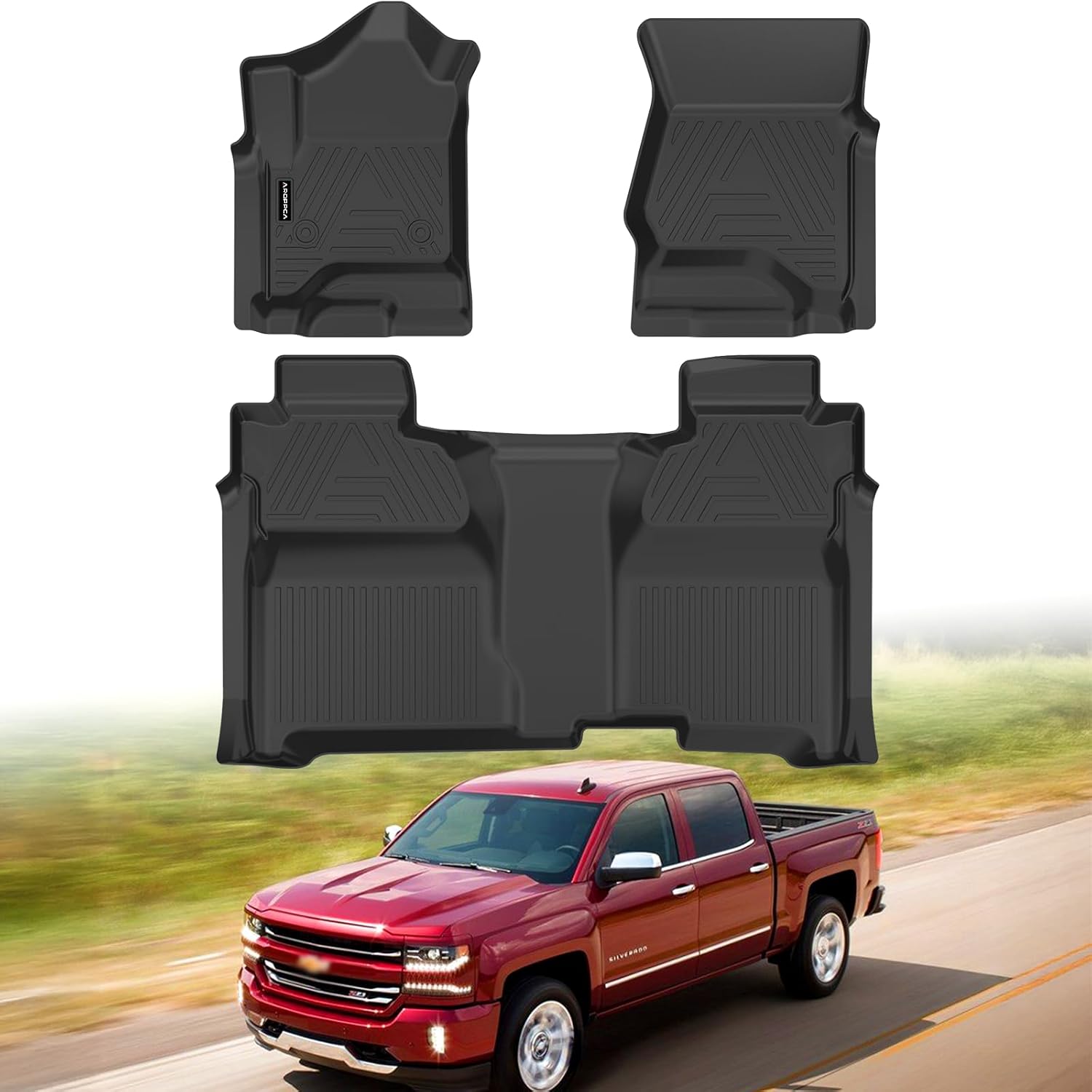 All Weather Car Floor Mats for 2014-2018 Chevy Silverado Crew Cab