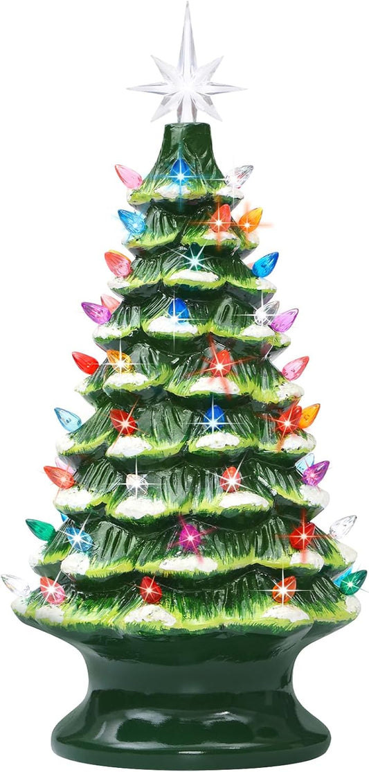 Hand Painted 16.5 in Table Top Christmas Tree with Lights
