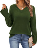 PRETTYGARDEN Womens V Neck Sweater - Oversized Cozy Fall Pullover