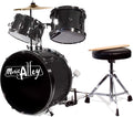 Music Alley 3 Piece Kids Drum Set with Throne - Real Wood Mini Kit