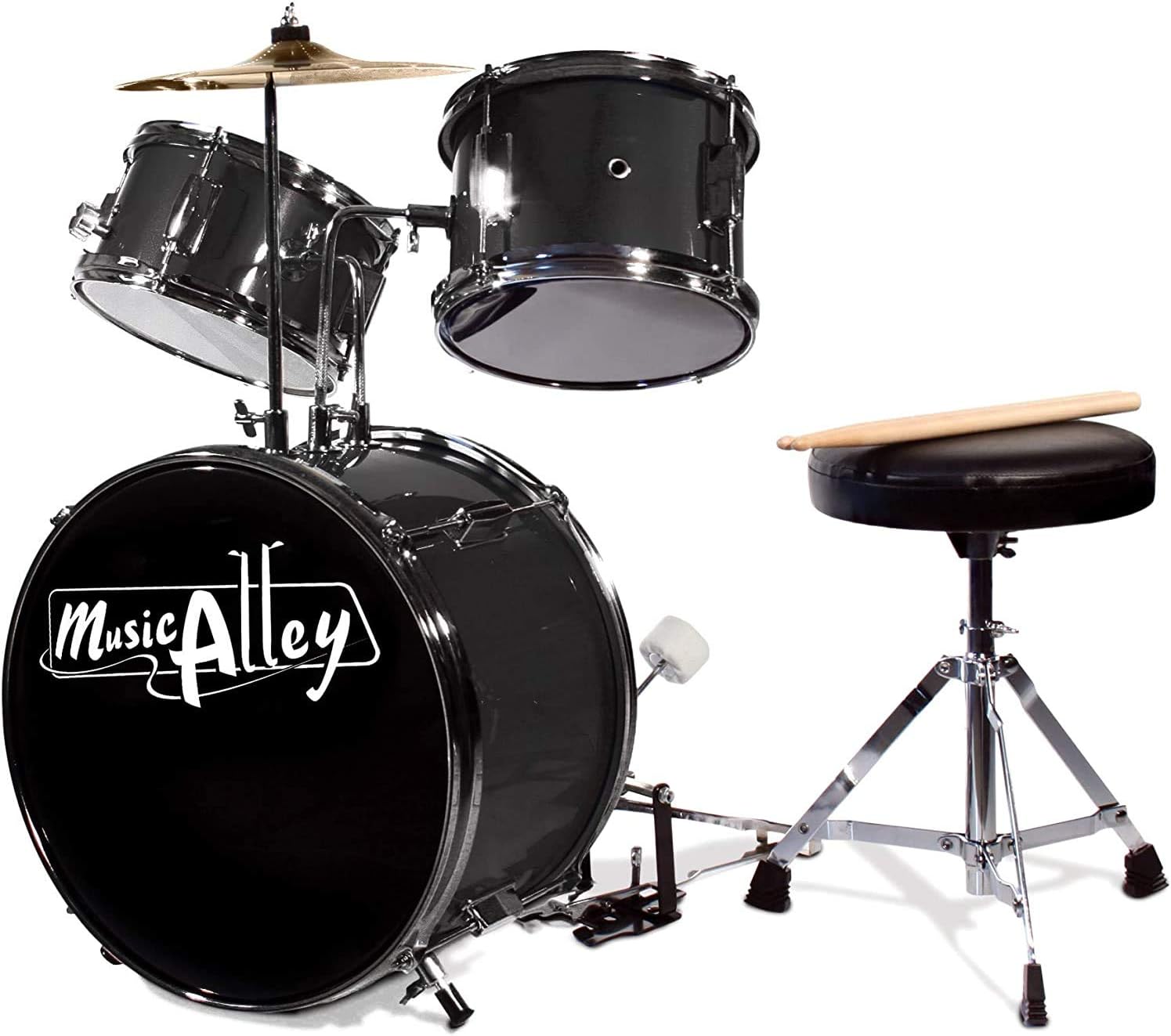 Music Alley 3 Piece Kids Drum Set for Young Musicians