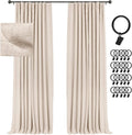 100% Blackout Curtains 108 in Long - Linen Texture, Thermal Insulated