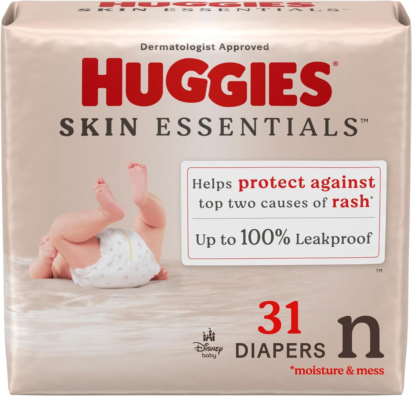 HUGGIES Skin Essentials Newborn Diapers, 31 Count
