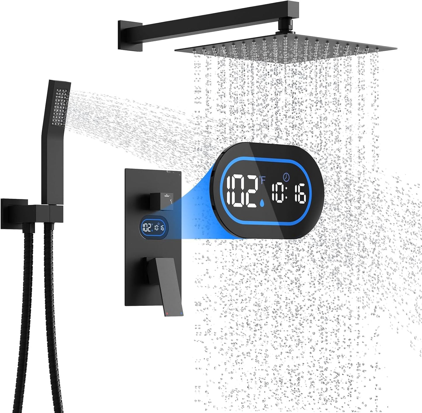 Shower Faucet Set with Hydro Power Temperature Display Features