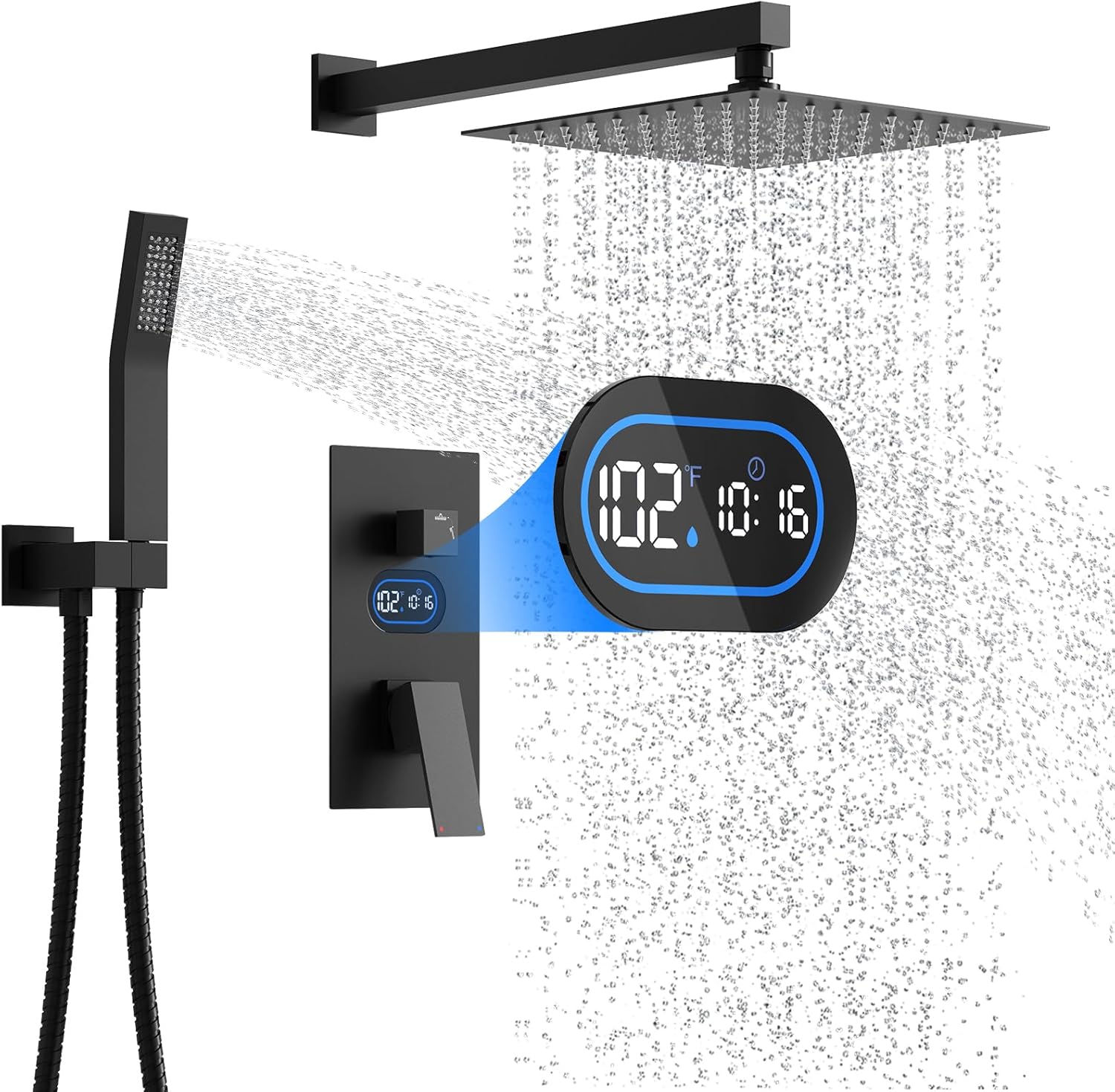 Shower Faucet Set with Hydro Power Temperature Display Features