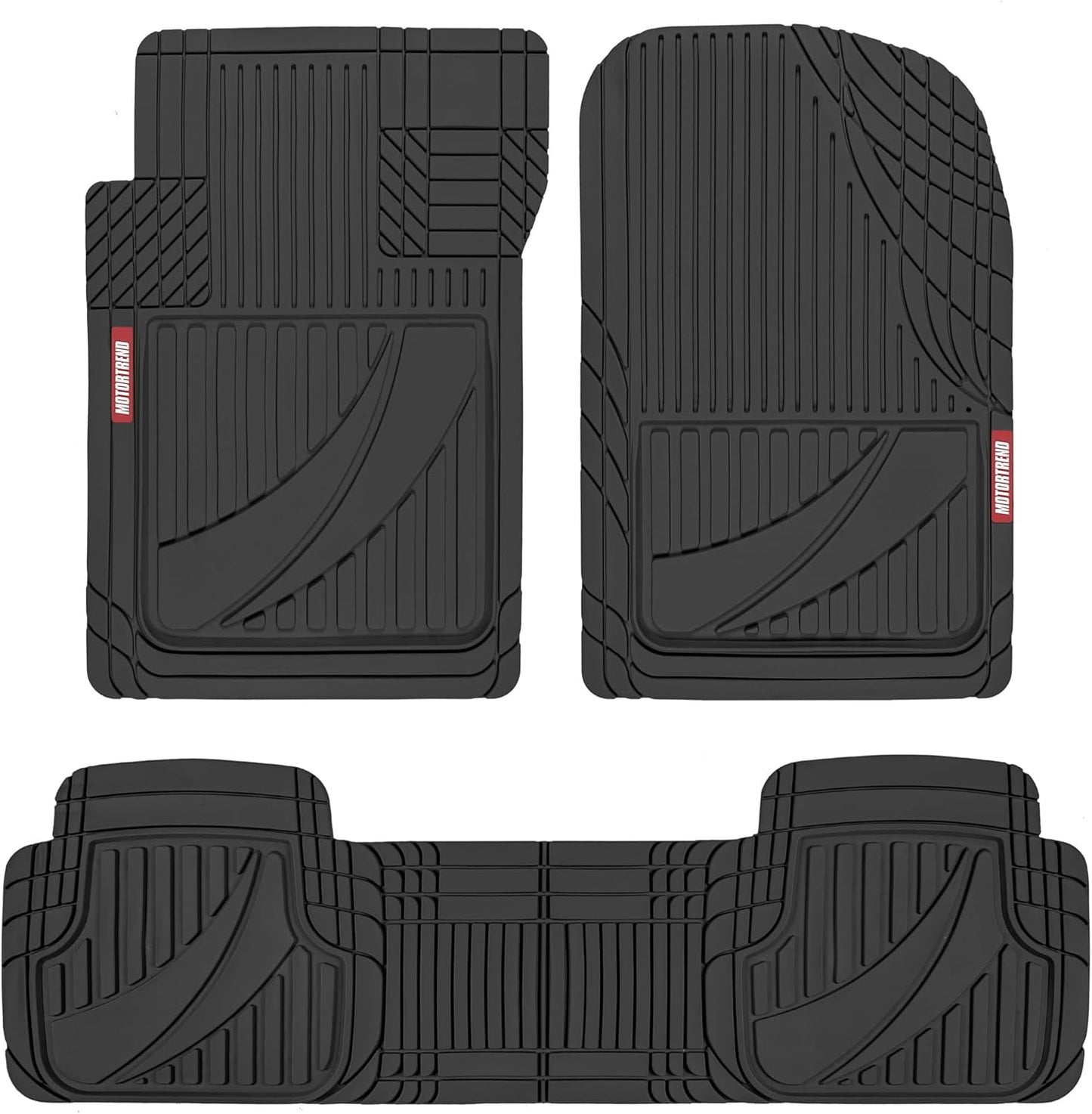 Motor Trend FlexTough Advanced Black Rubber Car Floor Mats
