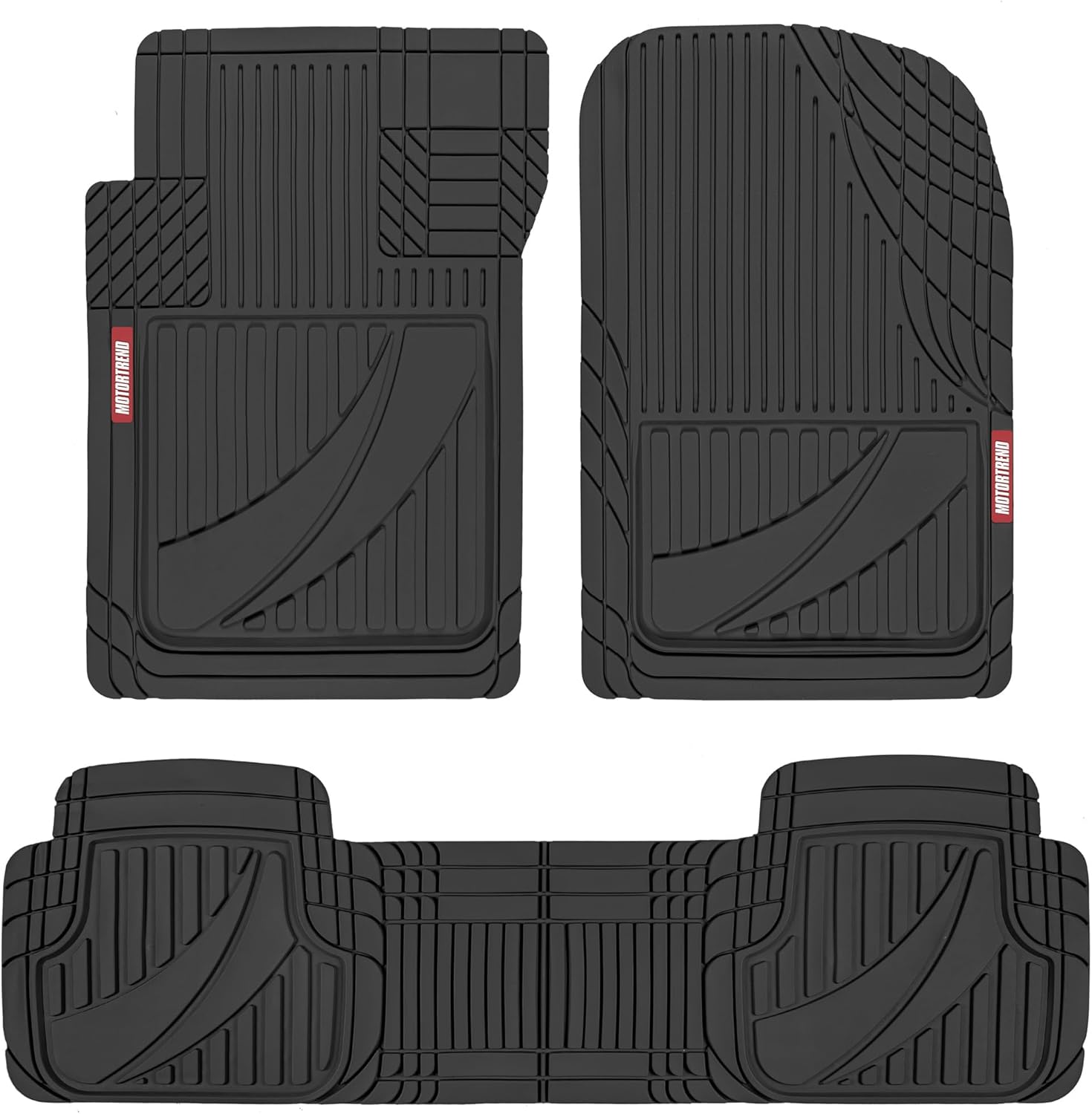 Motor Trend FlexTough Advanced Black Rubber Car Floor Mats