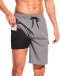 SILKWORLD Men's Swim Trunks with Compression Liner - Quick Dry 9in are