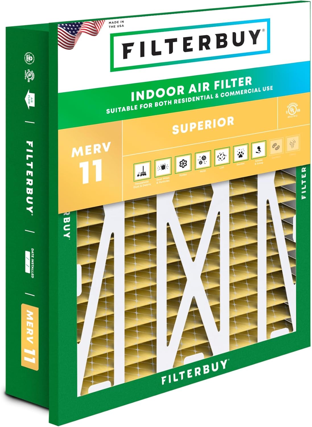 Filterbuy 20x25x5 Air Filter MERV 11 for Pet & Allergy Defense
