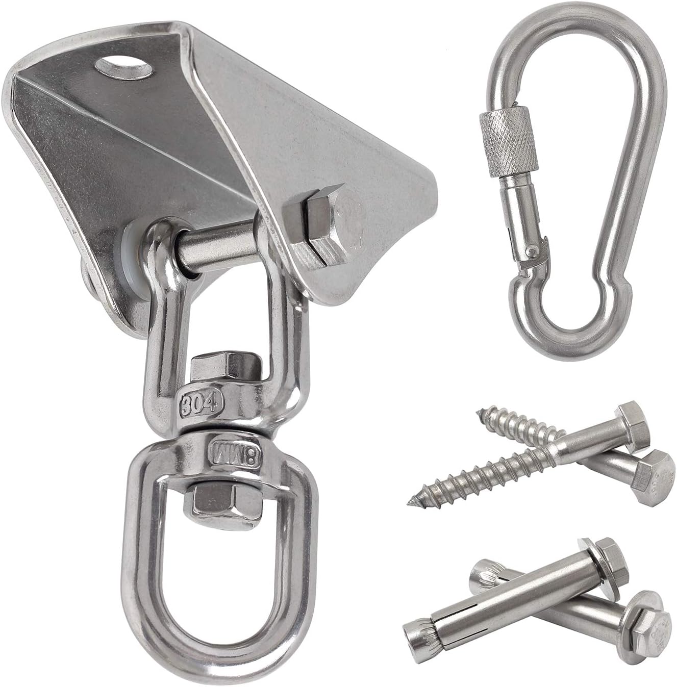 Vigorport Heavy Duty Hammock Hardware Kit - 1000LB Capacity, 360 Rotation, Antirust Steel Hooks