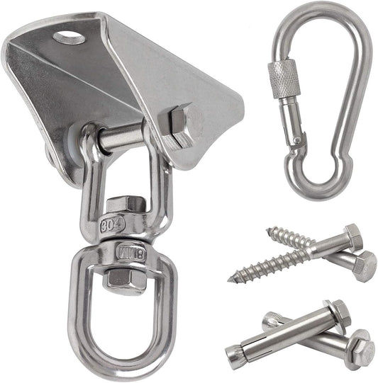 Vigorport Heavy Duty Hammock Hardware Kit - 1000LB Capacity, 360 Rotation, Antirust Steel Hooks