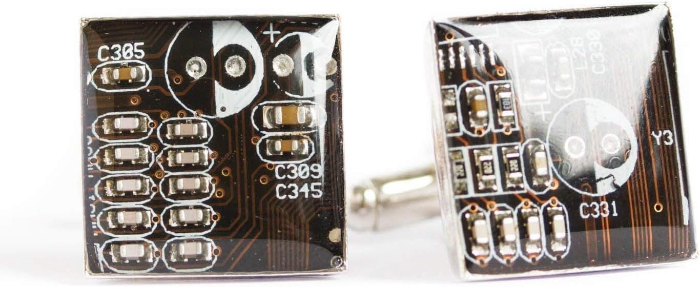 Recycled Circuit Board Cufflinks - Unique Eco-Friendly Accessory