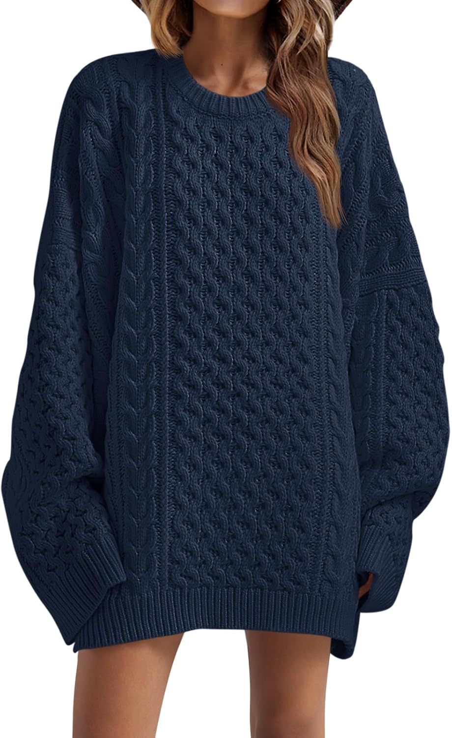 Oversized Chunky Cable Knit Sweater for Women - Cozy Tunic Style