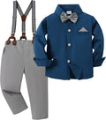 Toddler Boy Dress Shirt Set with Bowtie and Suspenders - Classic