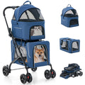 Giantex Double Dog Stroller for 2 Dogs with Detachable Carriers