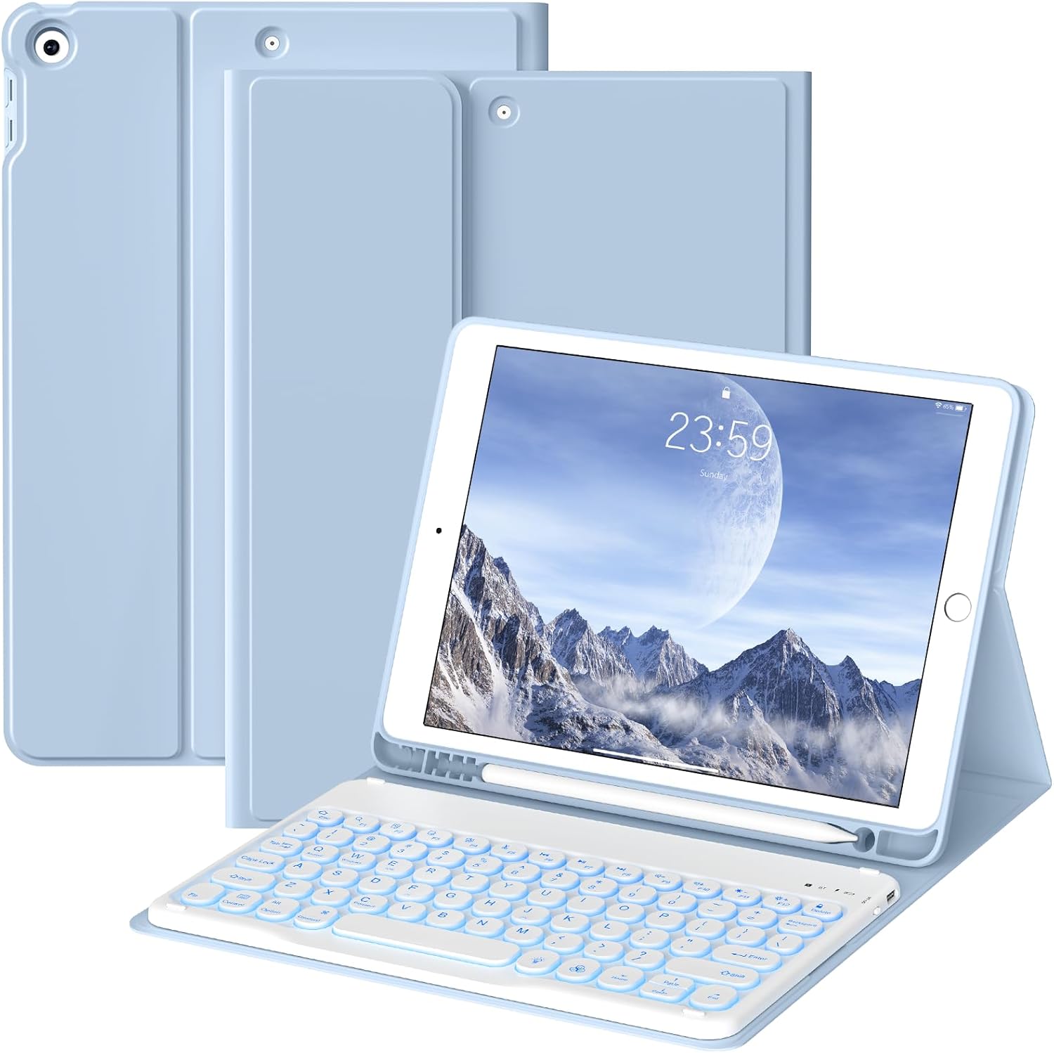 JKSML Keyboard Case for iPad 9th/8th/7th Gen with Backlit Keys