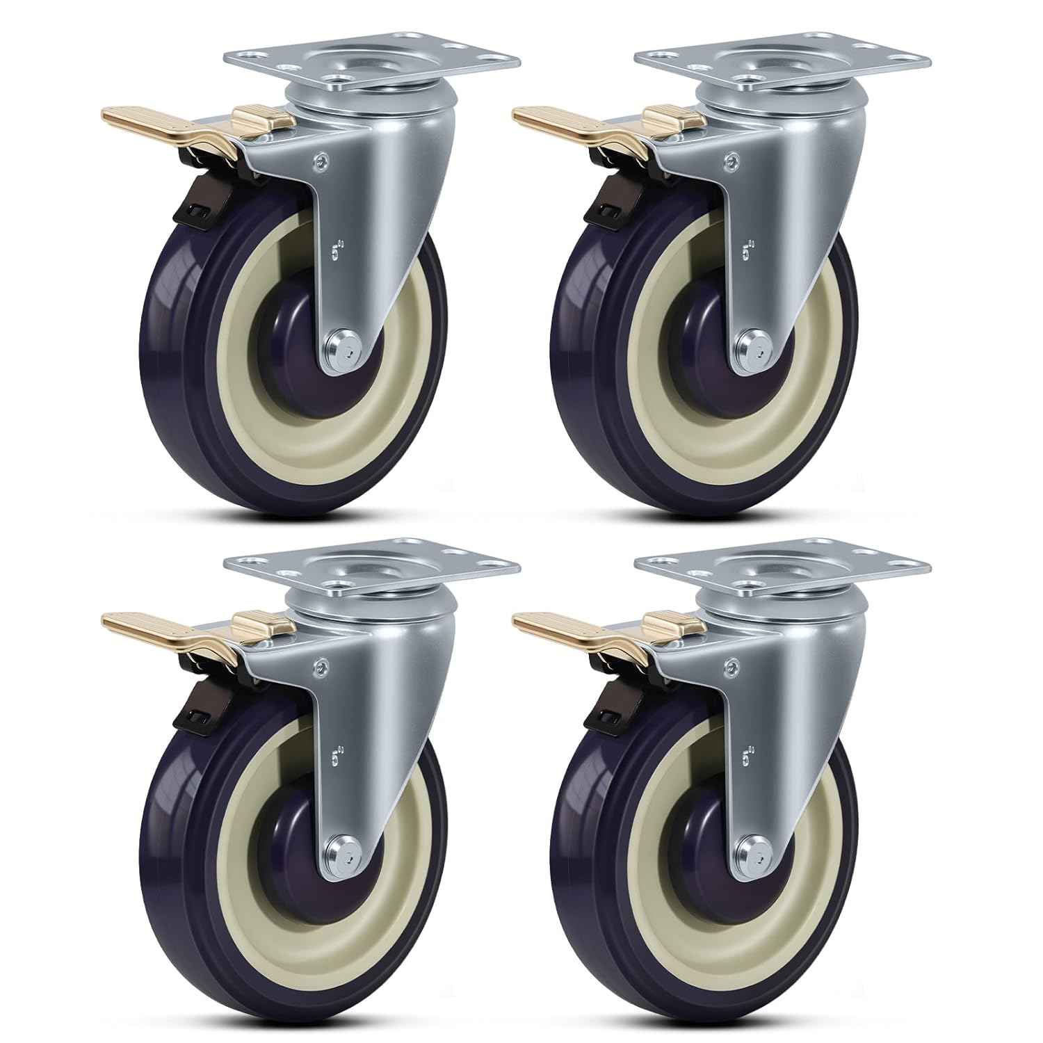 5 Inch Heavy Duty Caster Wheels Set of 4 with Total Lock Brake