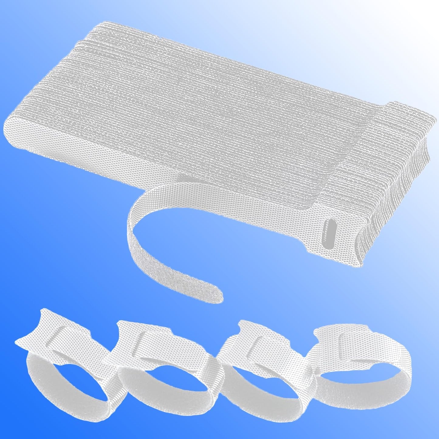 60 Reusable 6 Cable Ties - White Cord Organizer