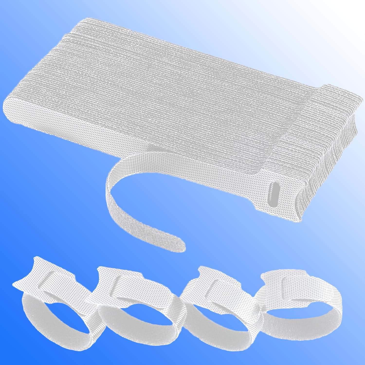 60 Reusable 6 Cable Ties - White Cord Organizer