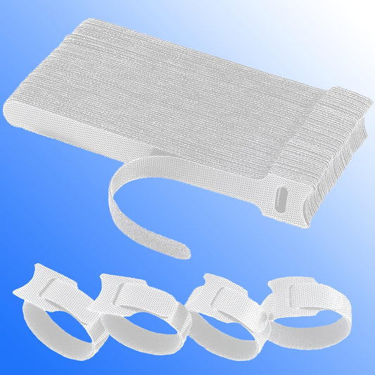 60 Reusable 6 Cable Ties - White Cord Organizer