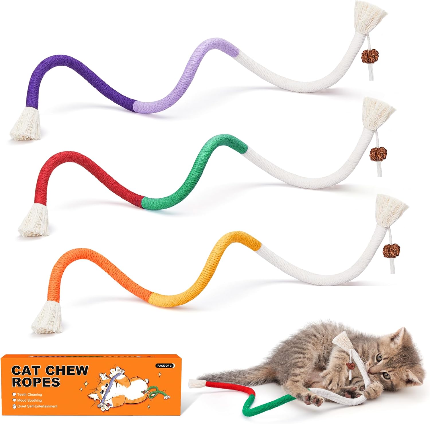 Potaroma Cat Chew Toys Set | Refillable Catnip for Safe Teeth Cleaning | Interactive Fun for Kittens