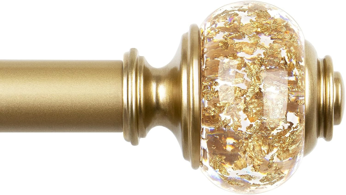 Luxury Gold Curtain Rods for Windows 72 to 144 Inch Length