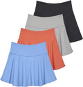 Women's High Waisted Tennis Skorts 4 Pack - High Waist Tummy Control
