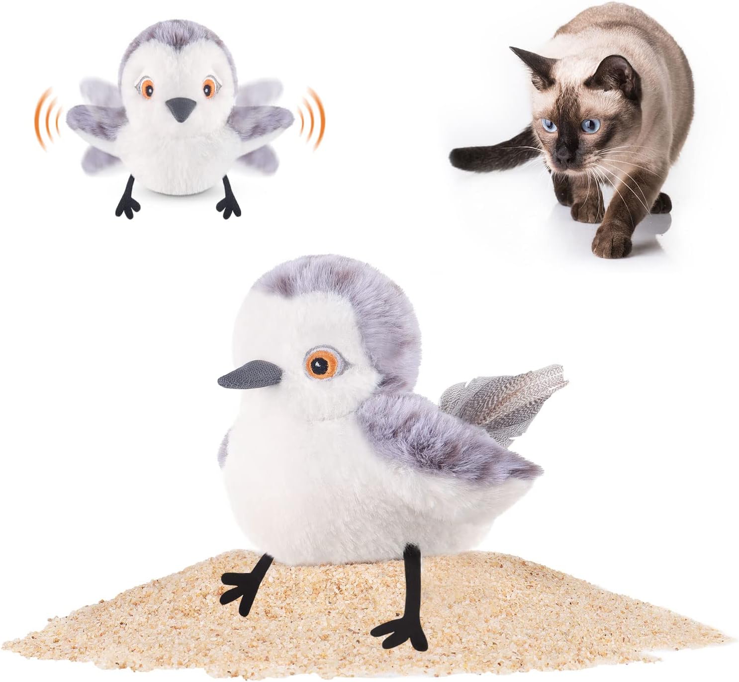 Interactive Flapping Bird Cat Toy by Potaroma ~ Rechargeable & Lifelike Chirping Fun!