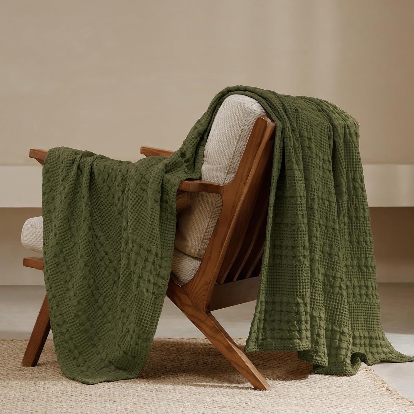 PHF 100% Cotton Waffle Weave Throw Blanket for Cozy Comfort