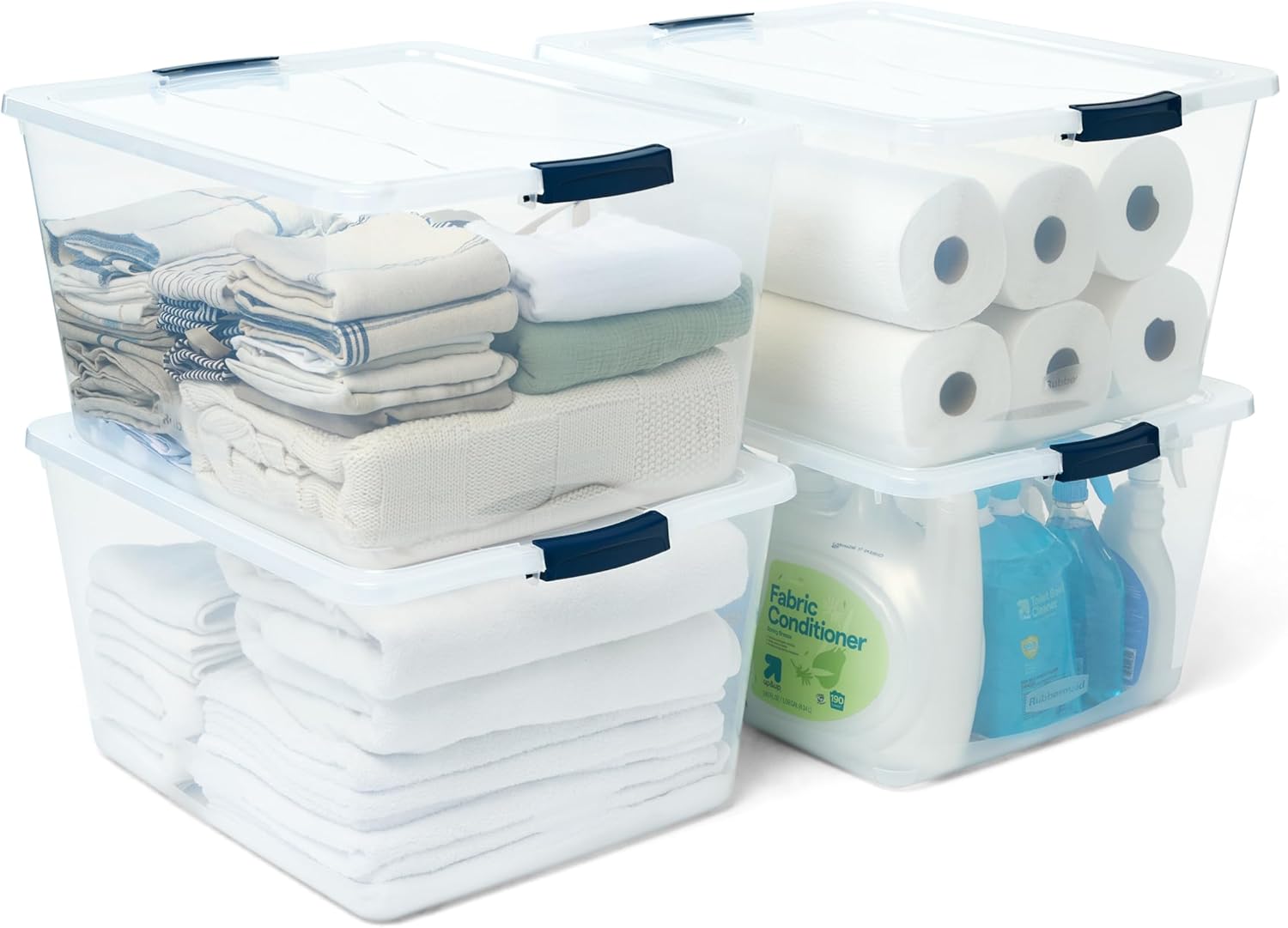 Rubbermaid Cleverstore 74 Qt Clear Storage Bins for Home Use