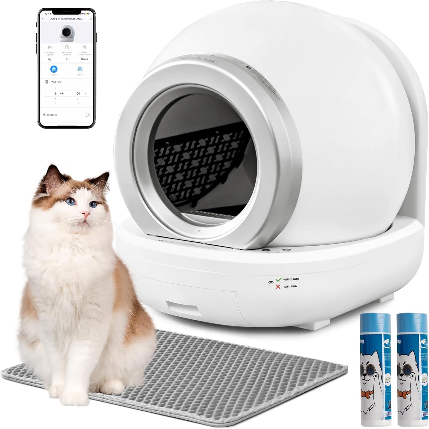 Greesum Self Cleaning Litter Box for Multi-Cat Homes - Smart & Safe