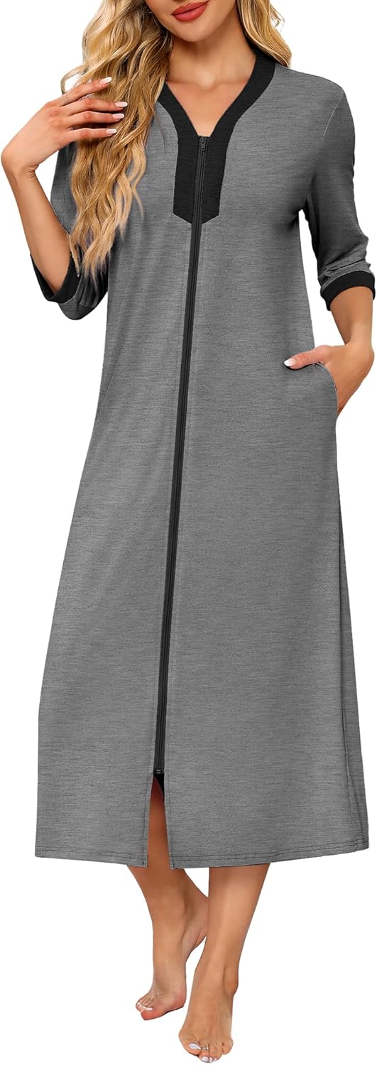 Ekouaer Women's Zipper Robe for Comfort and Style at Home