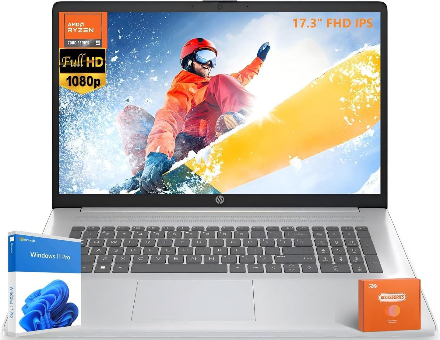 HP 17.3 Inch Laptop with AMD Ryzen 5 and 64 GB RAM for Work