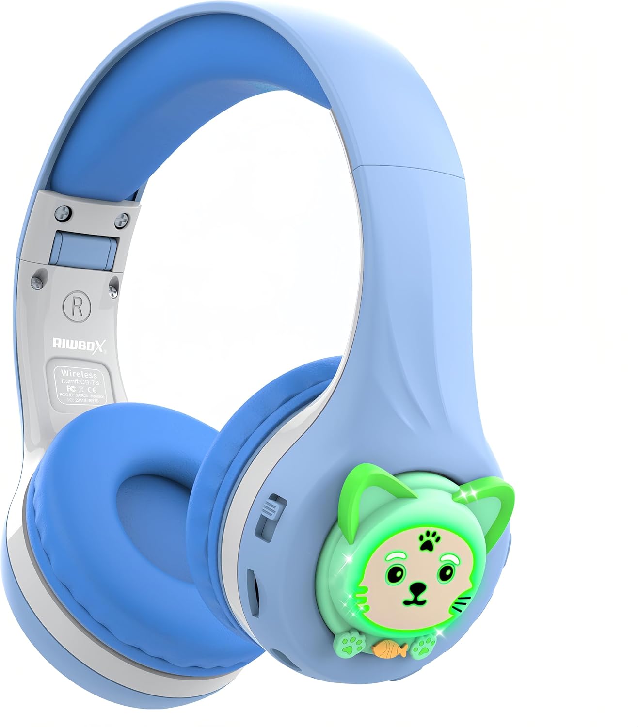 Riwbox CB-7S Kids Bluetooth Headphones: Safe Volume, LED Lights